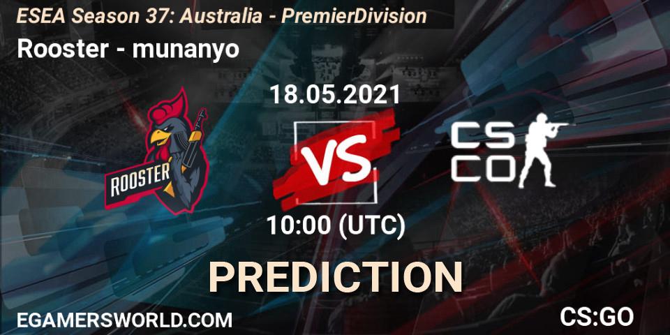 Prognoza Rooster - munanyo. 18.05.2021 at 10:00, Counter-Strike (CS2), ESEA Season 37: Australia - Premier Division