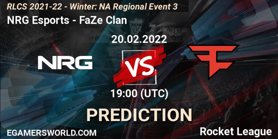 Prognoza NRG Esports - FaZe Clan. 20.02.2022 at 19:00, Rocket League, RLCS 2021-22 - Winter: NA Regional Event 3