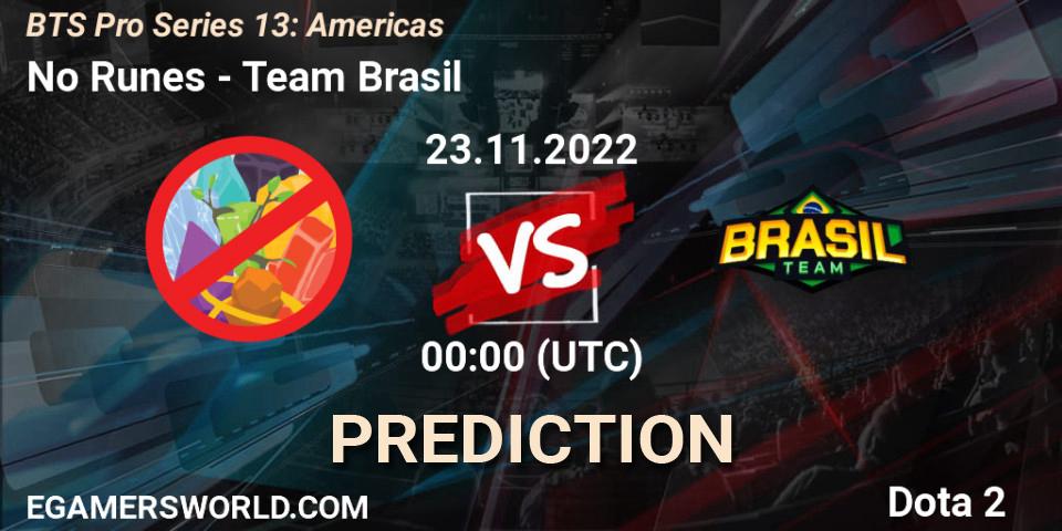 Prognoza No Runes - Team Brasil. 22.11.2022 at 23:45, Dota 2, BTS Pro Series 13: Americas