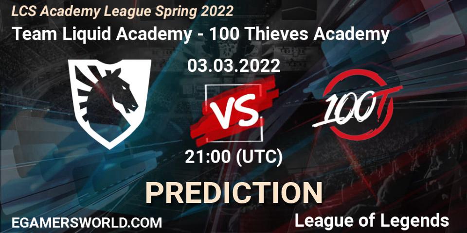 Prognoza Team Liquid Academy - 100 Thieves Academy. 03.03.2022 at 21:00, LoL, LCS Academy League Spring 2022