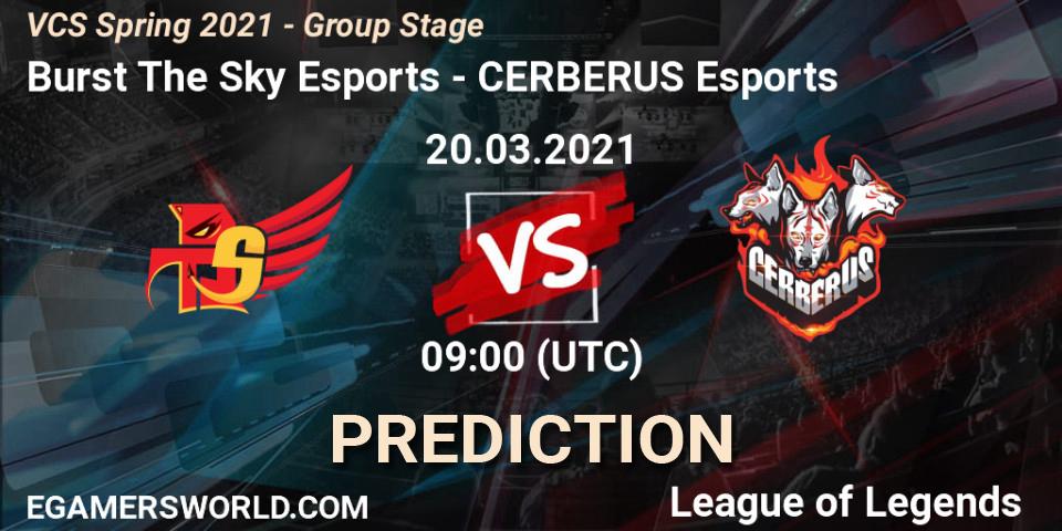 Prognoza Burst The Sky Esports - CERBERUS Esports. 20.03.2021 at 10:00, LoL, VCS Spring 2021 - Group Stage
