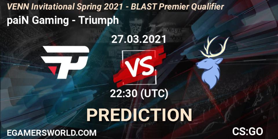 Prognoza paiN Gaming - Triumph. 27.03.2021 at 22:30, Counter-Strike (CS2), VENN Invitational Spring 2021 - BLAST Premier Qualifier