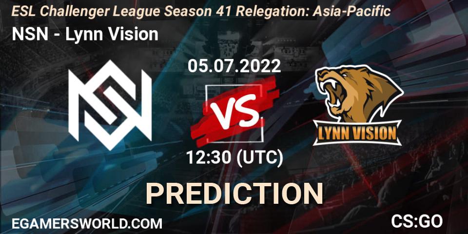 Prognoza NSN - Lynn Vision. 05.07.2022 at 12:30, Counter-Strike (CS2), ESL Challenger League Season 41 Relegation: Asia-Pacific
