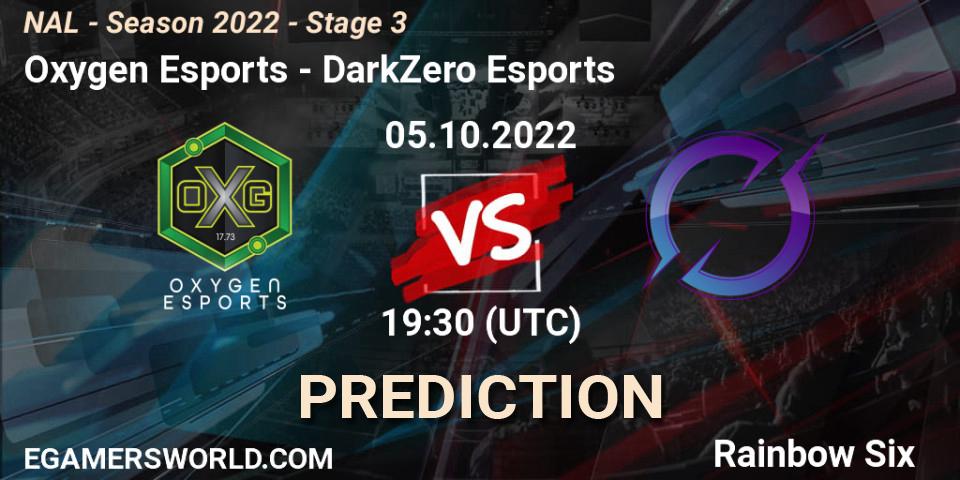 Prognoza Oxygen Esports - DarkZero Esports. 05.10.2022 at 19:30, Rainbow Six, NAL - Season 2022 - Stage 3