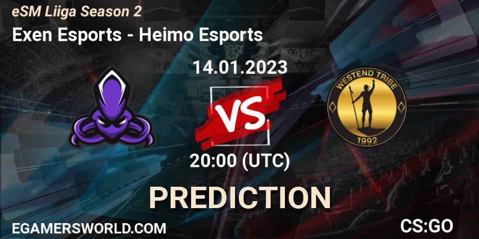 Prognoza Exen Esports - Heimo Esports. 14.01.2023 at 16:00, Counter-Strike (CS2), eSM League Season 2