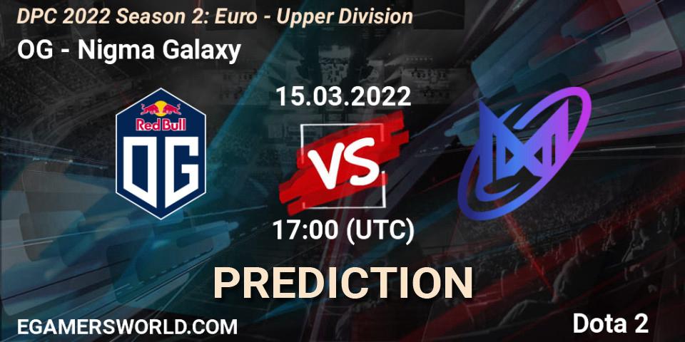Prognoza OG - Nigma Galaxy. 15.03.22, Dota 2, DPC 2021/2022 Tour 2 (Season 2): WEU (Euro) Divison I (Upper) - DreamLeague Season 17