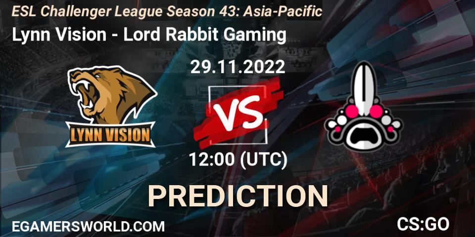 Prognoza Lynn Vision - Lord Rabbit. 29.11.2022 at 12:00, Counter-Strike (CS2), ESL Challenger League Season 43: Asia-Pacific
