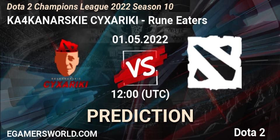 Prognoza KA4KANARSKIE CYXARIKI - Rune Eaters. 01.05.2022 at 15:02, Dota 2, Dota 2 Champions League 2022 Season 10 