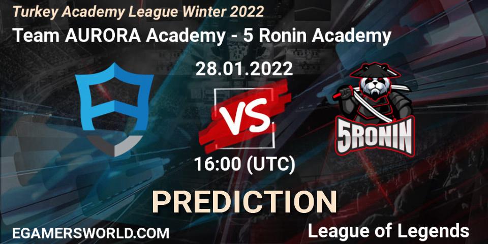 Prognoza Team AURORA Academy - 5 Ronin Academy. 28.01.2022 at 16:00, LoL, Turkey Academy League Winter 2022
