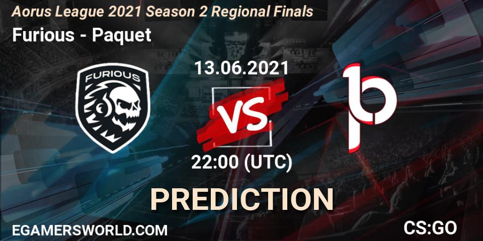 Prognoza Furious - Paquetá. 13.06.2021 at 22:10, Counter-Strike (CS2), Aorus League 2021 Season 2 Regional Finals