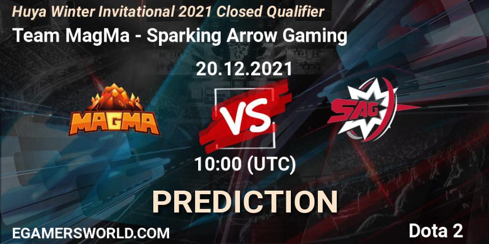 Prognoza Team MagMa - Sparking Arrow Gaming. 20.12.2021 at 09:40, Dota 2, Huya Winter Invitational 2021 Closed Qualifier