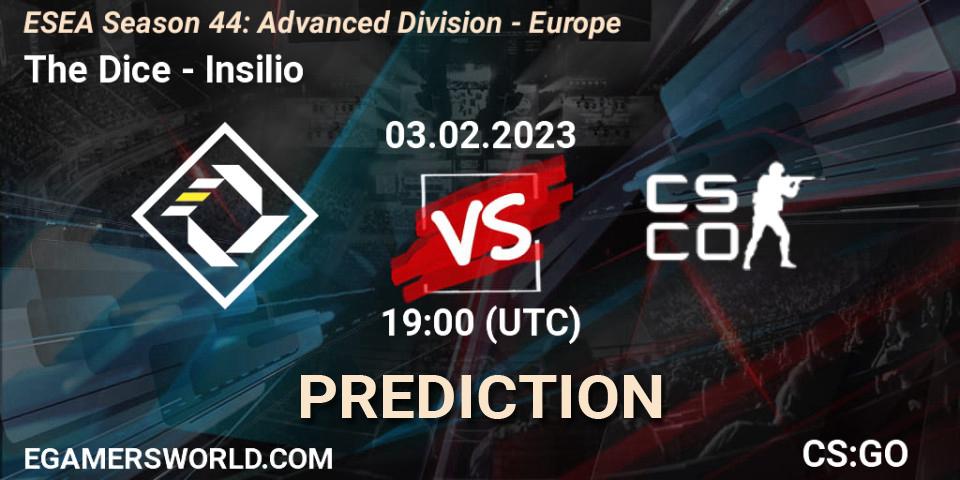 Prognoza The Dice - Insilio. 03.02.23, CS2 (CS:GO), ESEA Season 44: Advanced Division - Europe