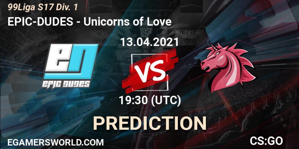 Prognoza EPIC-DUDES - Unicorns of Love. 26.05.2021 at 19:30, Counter-Strike (CS2), 99Liga S17 Div. 1