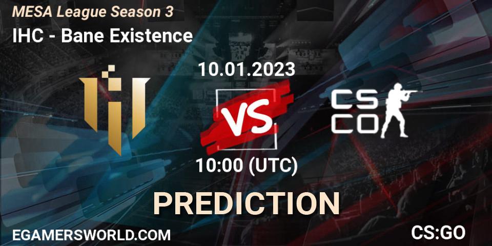 Prognoza IHC - Bane Existence. 16.01.23, CS2 (CS:GO), MESA League Season 3