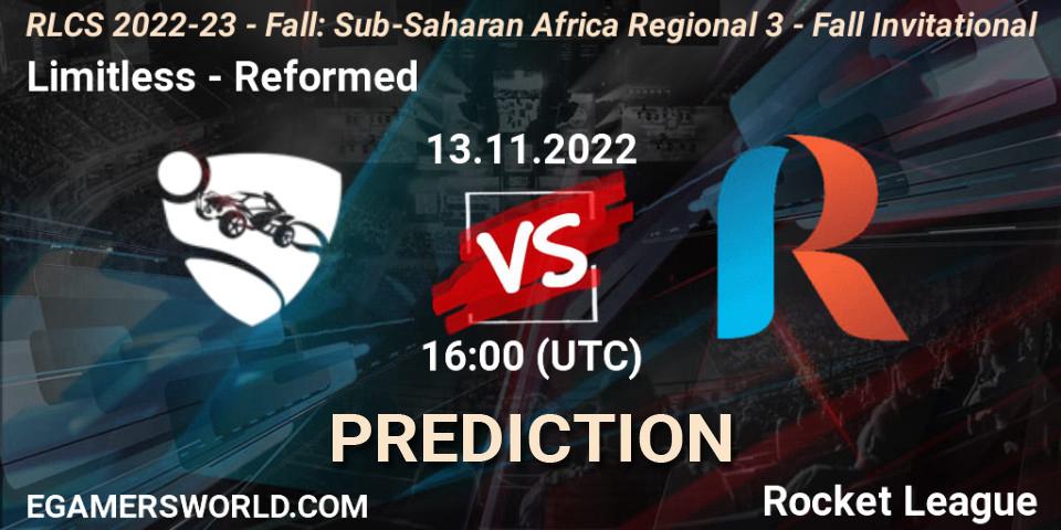 Prognoza Limitless - Reformed. 13.11.2022 at 16:00, Rocket League, RLCS 2022-23 - Fall: Sub-Saharan Africa Regional 3 - Fall Invitational