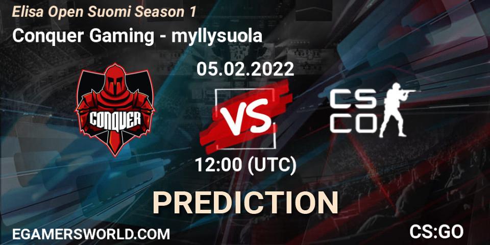 Prognoza Conquer - myllysuola. 05.02.2022 at 12:00, Counter-Strike (CS2), Elisa Open Suomi Season 1