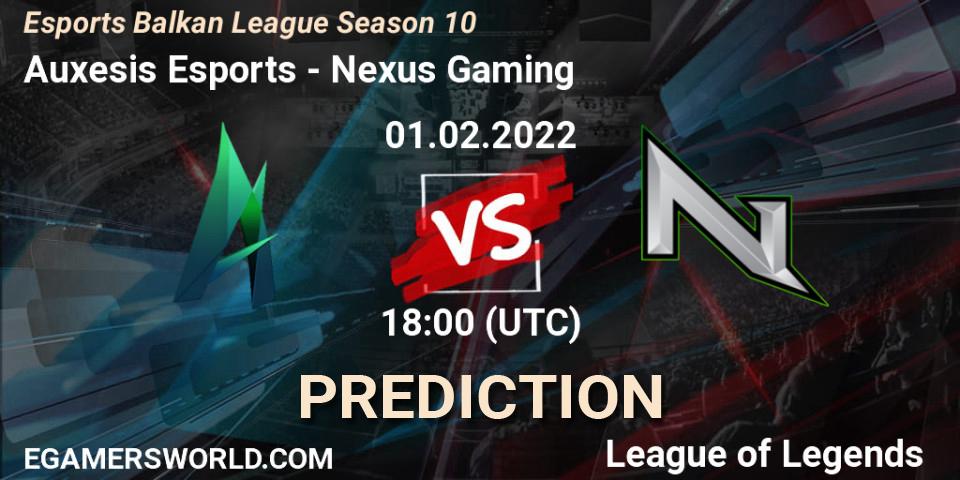 Prognoza Auxesis Esports - Nexus Gaming. 01.02.2022 at 18:00, LoL, Esports Balkan League Season 10