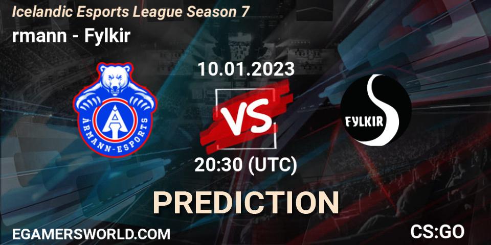 Prognoza Ármann - Fylkir. 12.01.23, CS2 (CS:GO), Icelandic Esports League Season 7