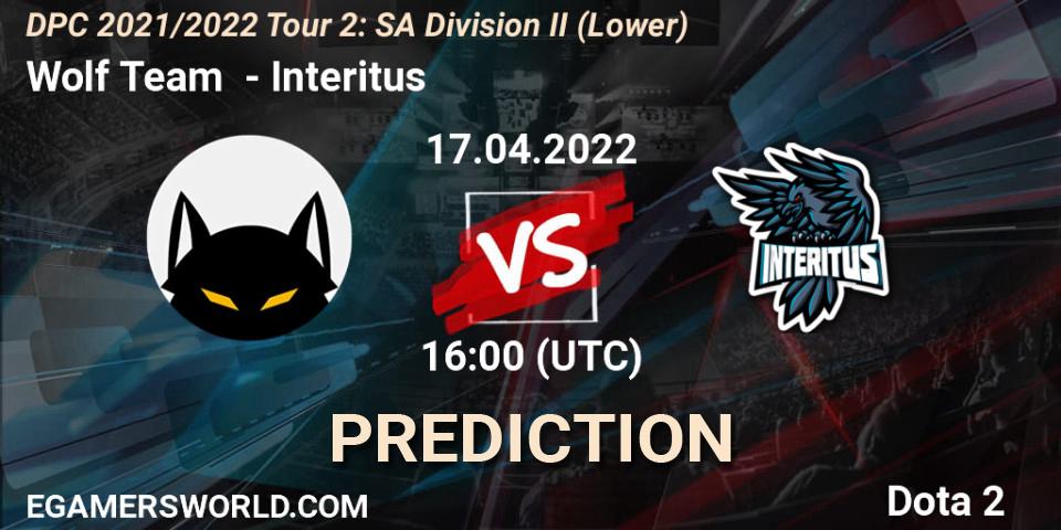 Prognoza Wolf Team - Interitus. 17.04.2022 at 16:01, Dota 2, DPC 2021/2022 Tour 2: SA Division II (Lower)