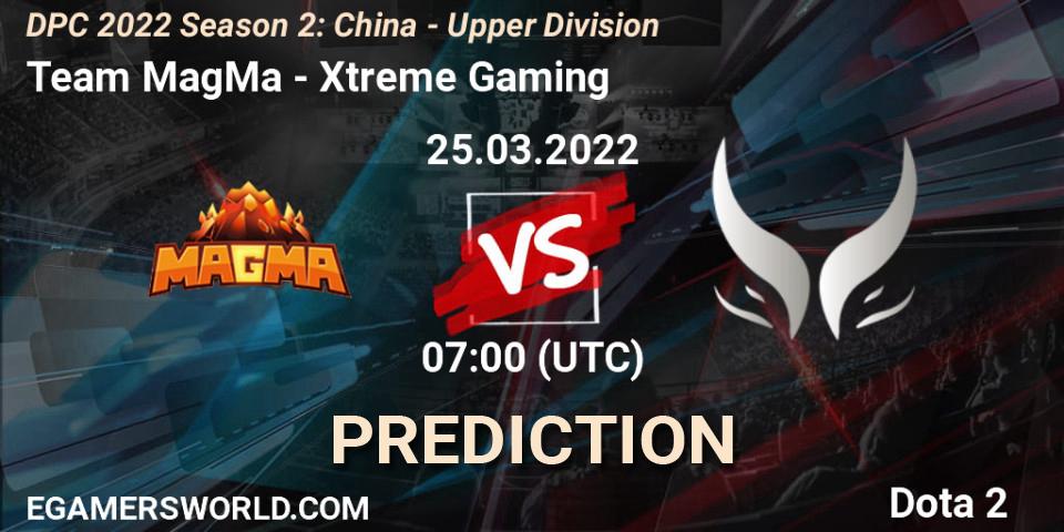 Prognoza Team MagMa - Xtreme Gaming. 25.03.2022 at 07:31, Dota 2, DPC 2021/2022 Tour 2 (Season 2): China Division I (Upper)
