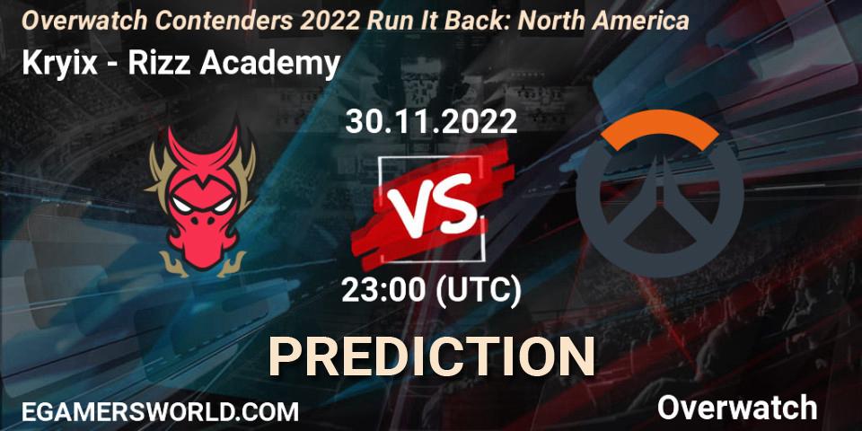 Prognoza Kryix - Rizz Academy. 30.11.2022 at 23:00, Overwatch, Overwatch Contenders 2022 Run It Back: North America