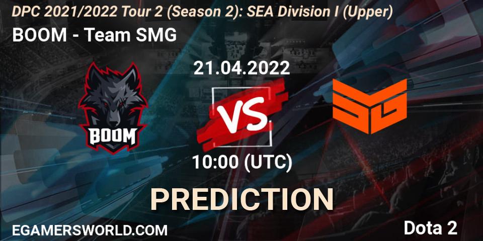 Prognoza BOOM - Team SMG. 21.04.2022 at 10:43, Dota 2, DPC 2021/2022 Tour 2 (Season 2): SEA Division I (Upper)