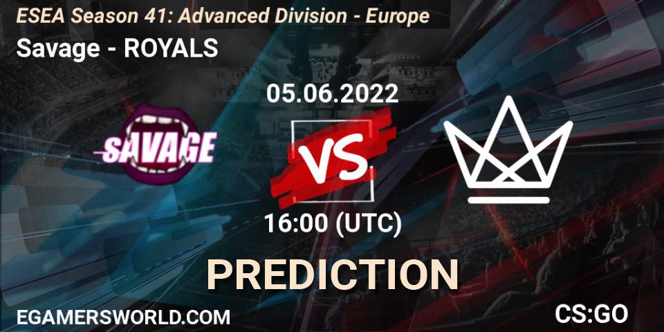 Prognoza Savage - ROYALS. 05.06.2022 at 16:00, Counter-Strike (CS2), ESEA Season 41: Advanced Division - Europe