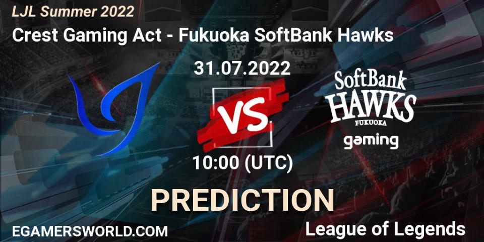 Prognoza Crest Gaming Act - Fukuoka SoftBank Hawks. 31.07.2022 at 10:00, LoL, LJL Summer 2022
