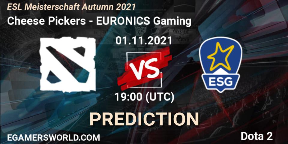 Prognoza Cheese Pickers - EURONICS Gaming. 01.11.2021 at 20:00, Dota 2, ESL Meisterschaft Autumn 2021