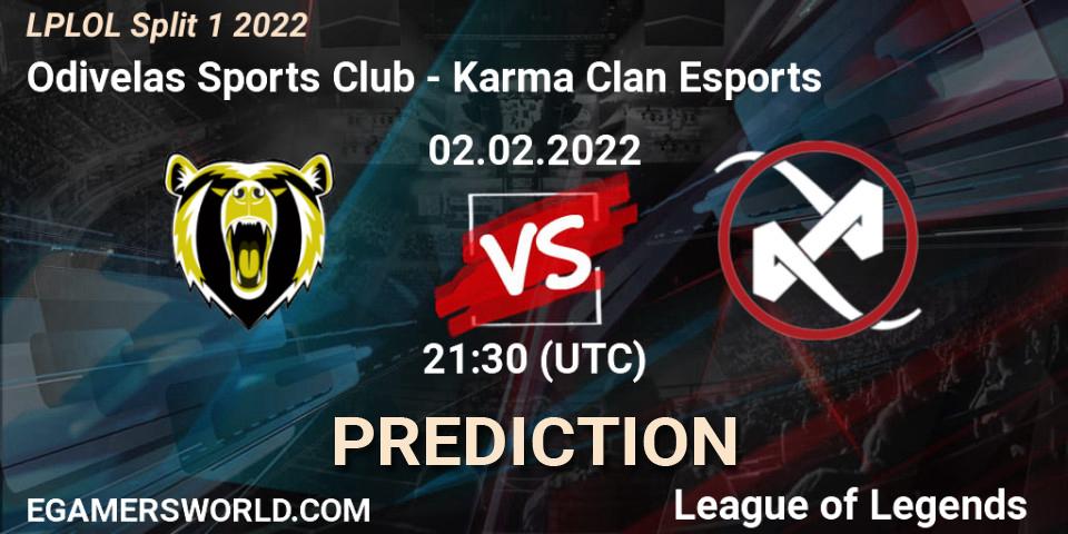 Prognoza Odivelas Sports Club - Karma Clan Esports. 02.02.2022 at 21:30, LoL, LPLOL Split 1 2022