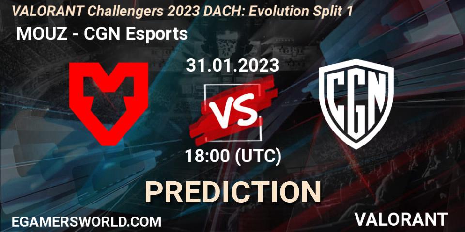 Prognoza MOUZ - CGN Esports. 31.01.23, VALORANT, VALORANT Challengers 2023 DACH: Evolution Split 1
