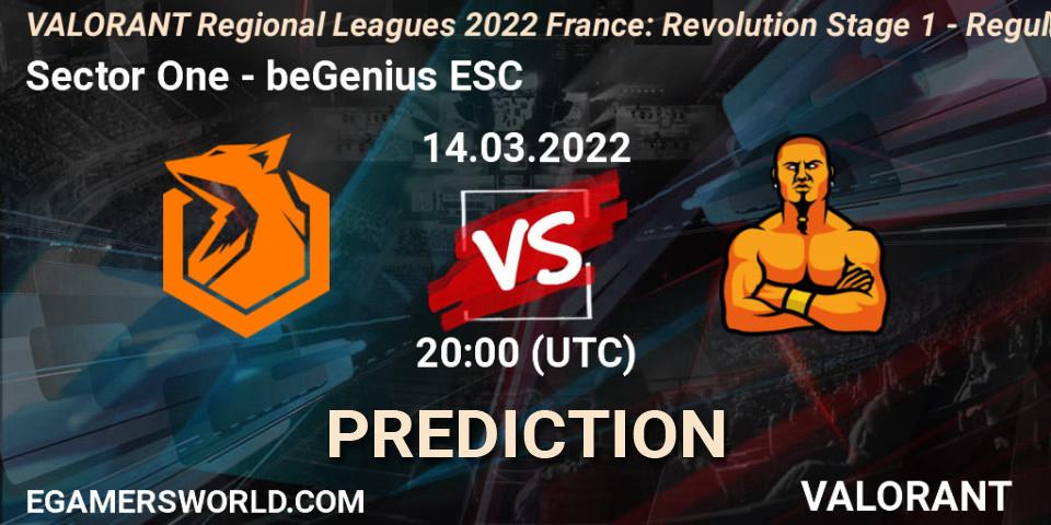 Prognoza Sector One - beGenius ESC. 14.03.2022 at 20:45, VALORANT, VALORANT Regional Leagues 2022 France: Revolution Stage 1 - Regular Season