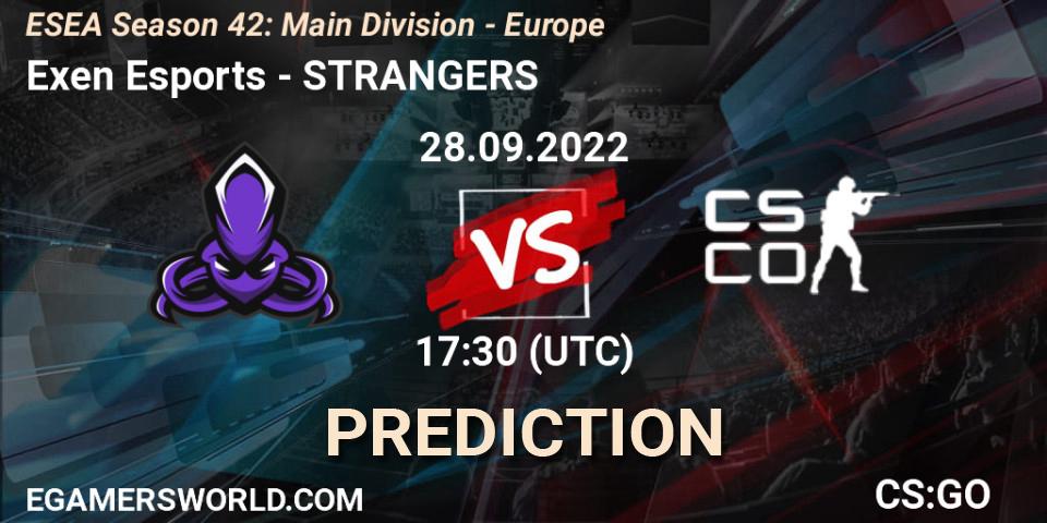 Prognoza Exen Esports - STRANGERS. 28.09.2022 at 17:30, Counter-Strike (CS2), ESEA Season 42: Main Division - Europe