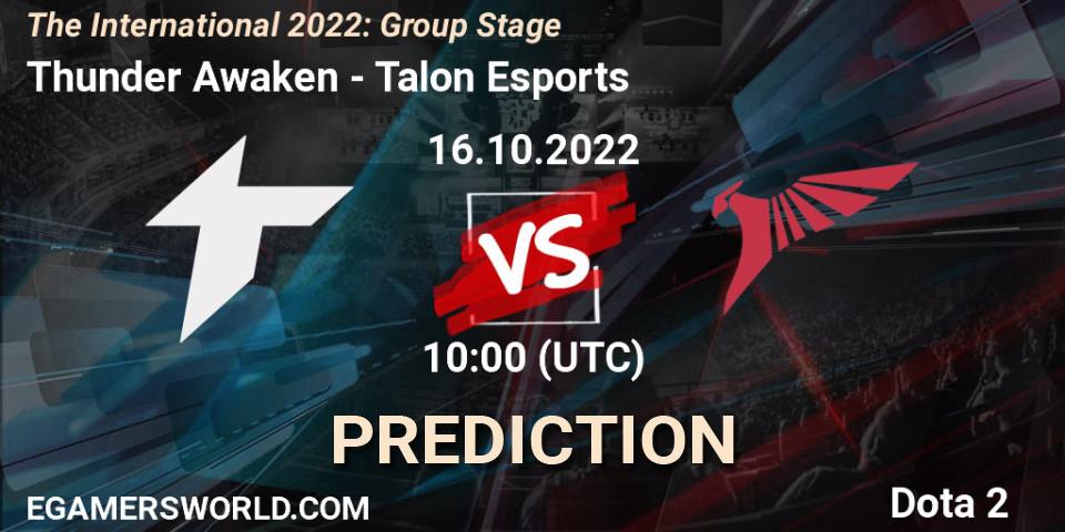Prognoza Thunder Awaken - Talon Esports. 16.10.2022 at 11:05, Dota 2, The International 2022: Group Stage