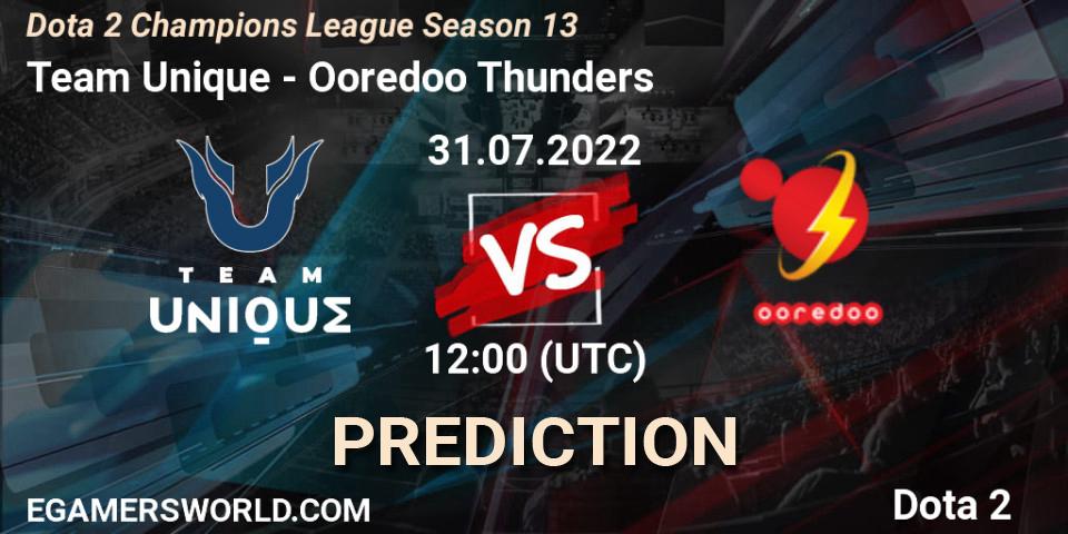 Prognoza Team Unique - Ooredoo Thunders. 31.07.22, Dota 2, Dota 2 Champions League Season 13