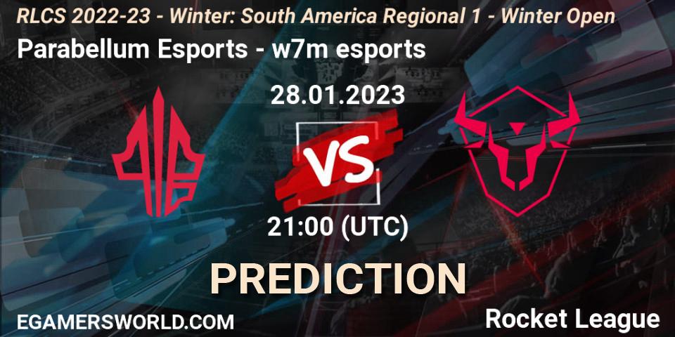 Prognoza Parabellum Esports - w7m esports. 28.01.23, Rocket League, RLCS 2022-23 - Winter: South America Regional 1 - Winter Open