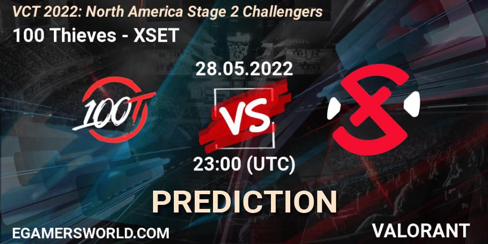 Prognoza 100 Thieves - XSET. 28.05.2022 at 22:20, VALORANT, VCT 2022: North America Stage 2 Challengers