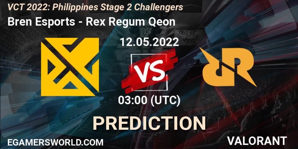 Prognoza Bren Esports - Rex Regum Qeon. 12.05.2022 at 03:00, VALORANT, VCT 2022: Philippines Stage 2 Challengers