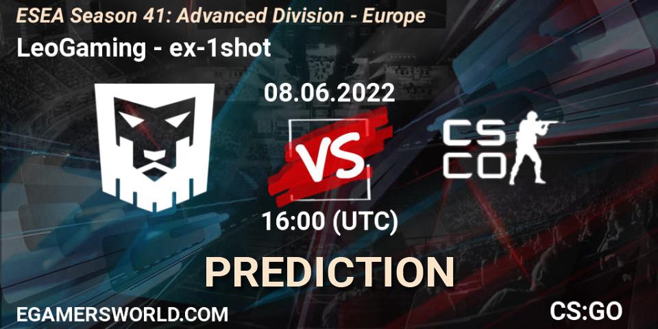Prognoza LeoGaming - ex-1shot. 08.06.2022 at 16:00, Counter-Strike (CS2), ESEA Season 41: Advanced Division - Europe
