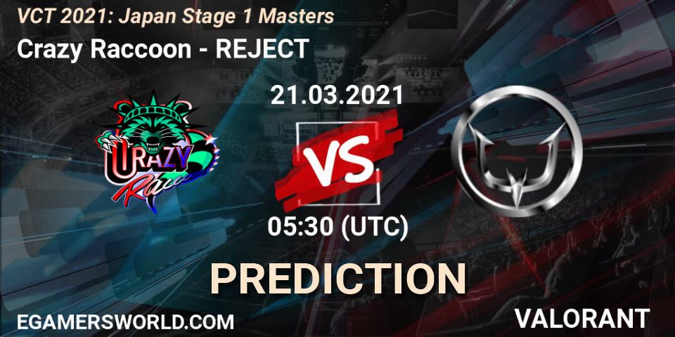 Prognoza Crazy Raccoon - REJECT. 21.03.21, VALORANT, VCT 2021: Japan Stage 1 Masters