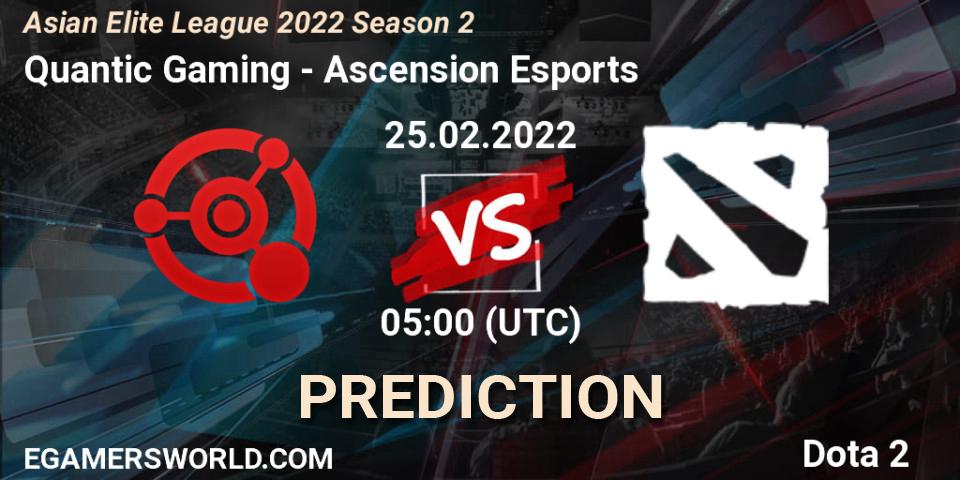 Prognoza Quantic Gaming - Ascension Esports. 25.02.2022 at 05:00, Dota 2, Asian Elite League 2022 Season 2