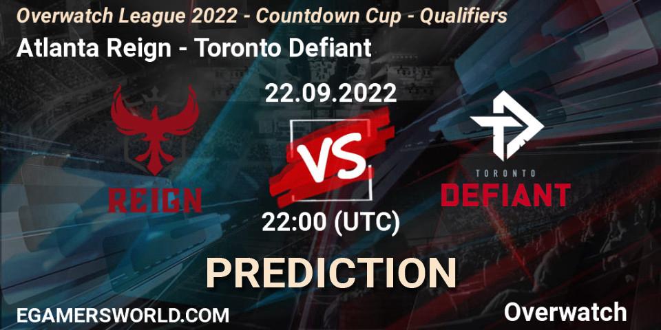 Prognoza Atlanta Reign - Toronto Defiant. 22.09.22, Overwatch, Overwatch League 2022 - Countdown Cup - Qualifiers