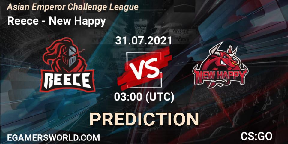 Prognoza Reece - New Happy. 31.07.2021 at 06:00, Counter-Strike (CS2), Asian Emperor Challenge League