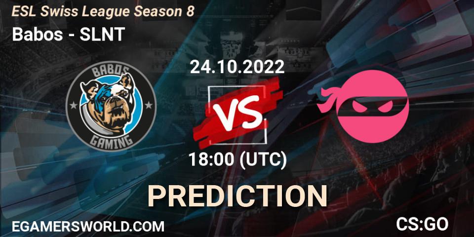 Prognoza Babos - SLNT. 24.10.2022 at 18:00, Counter-Strike (CS2), ESL Swiss League Season 8