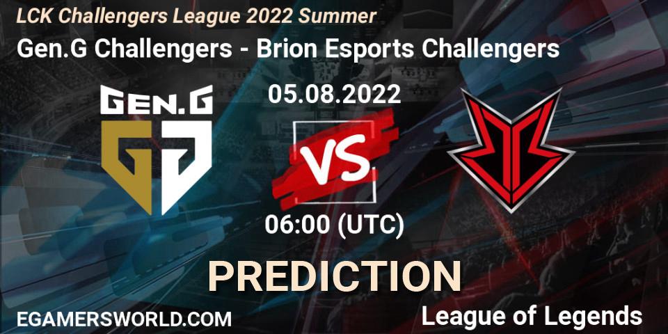 Prognoza Gen.G Challengers - Brion Esports Challengers. 05.08.2022 at 06:00, LoL, LCK Challengers League 2022 Summer