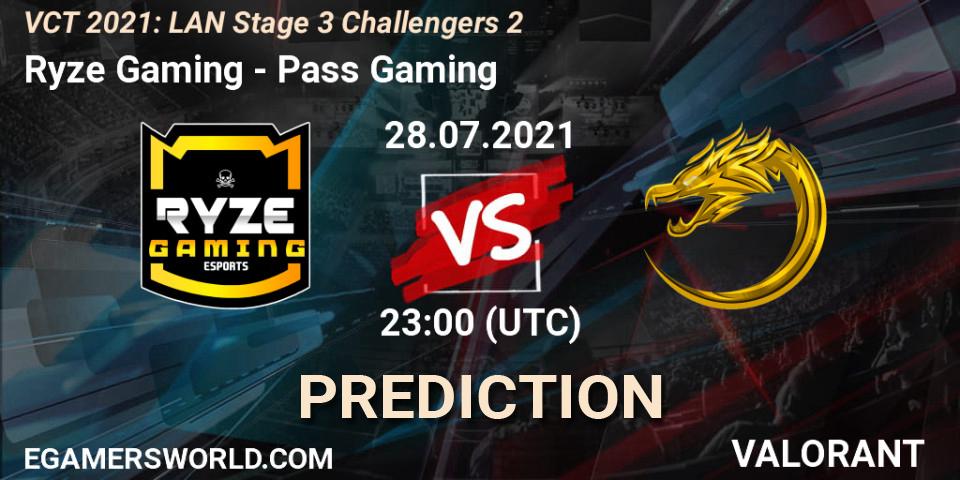 Prognoza Ryze Gaming - Pass Gaming. 28.07.2021 at 23:00, VALORANT, VCT 2021: LAN Stage 3 Challengers 2