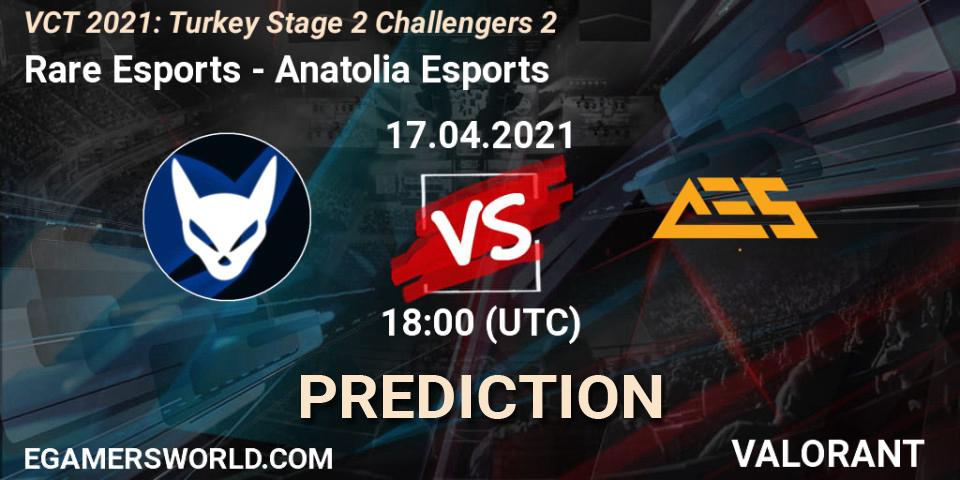 Prognoza Rare Esports - Anatolia Esports. 17.04.2021 at 18:00, VALORANT, VCT 2021: Turkey Stage 2 Challengers 2