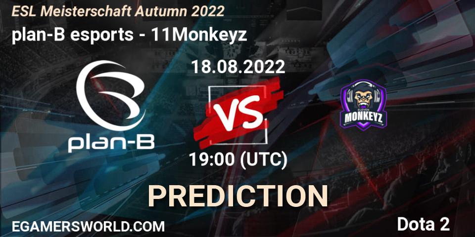 Prognoza plan-B esports - 11Monkeyz. 18.08.2022 at 19:05, Dota 2, ESL Meisterschaft Autumn 2022