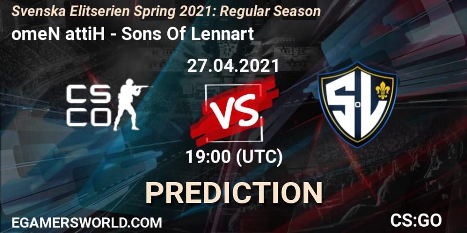 Prognoza omeN attiH - Sons Of Lennart. 27.04.2021 at 19:00, Counter-Strike (CS2), Svenska Elitserien Spring 2021: Regular Season
