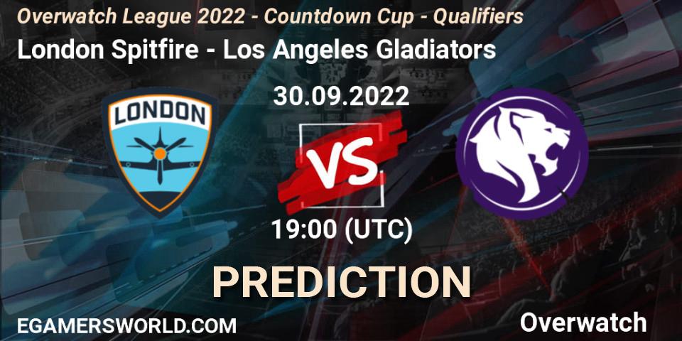 Prognoza London Spitfire - Los Angeles Gladiators. 30.09.2022 at 19:00, Overwatch, Overwatch League 2022 - Countdown Cup - Qualifiers